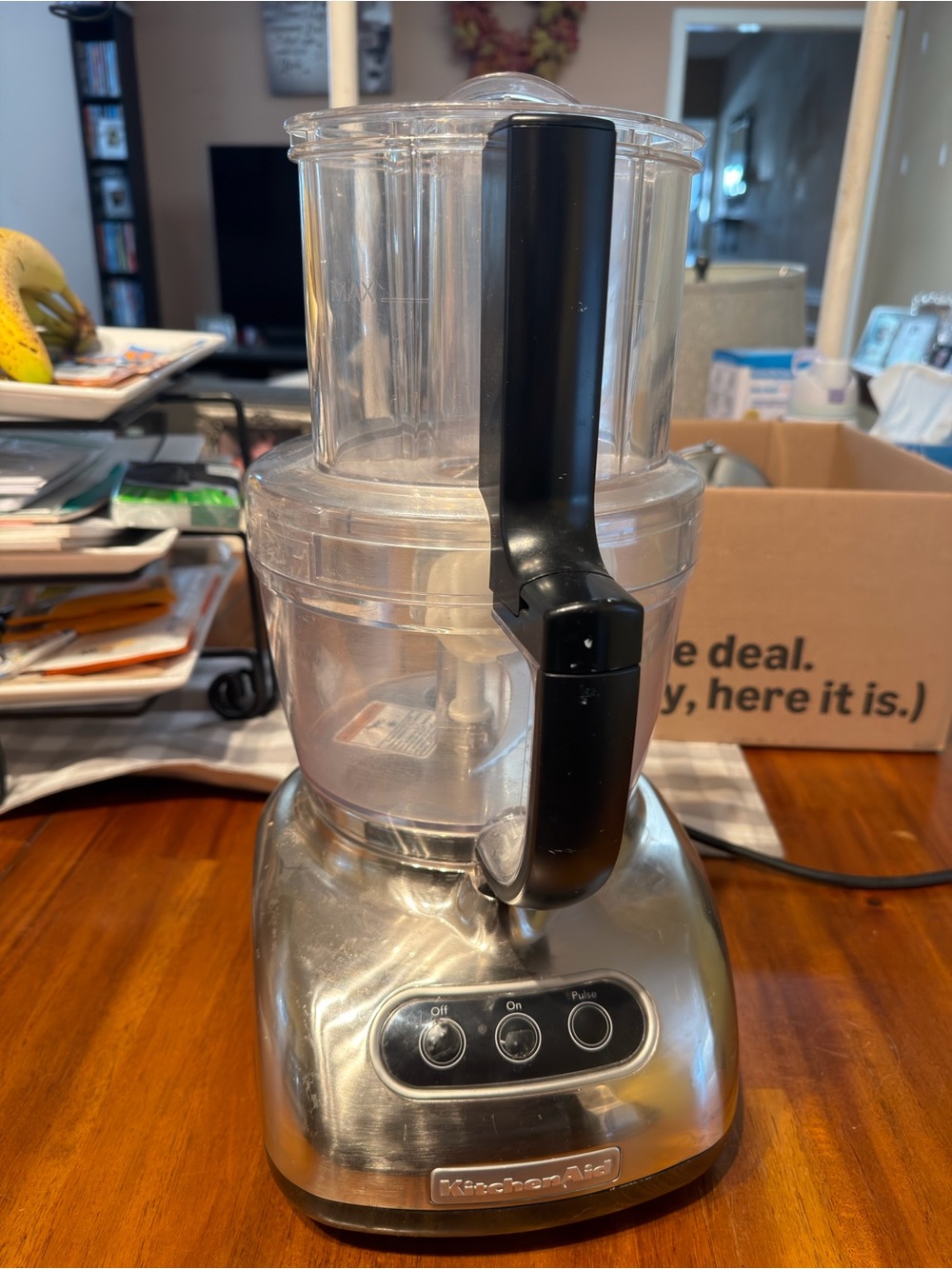 KitchenAid Silver Stainless Steel Food Processor with Black Handle